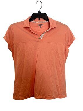 Pebble Beach Womens Performance Polo Shirt L Coral Orange Short Sleeve Lightweig